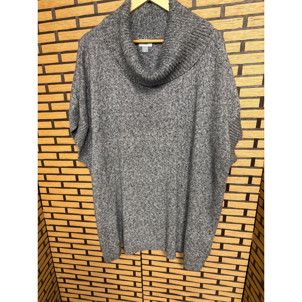 Old Navy Black/Gray Marled Knit Cowl Neck Poncho Style Sweater Size Xl/2X